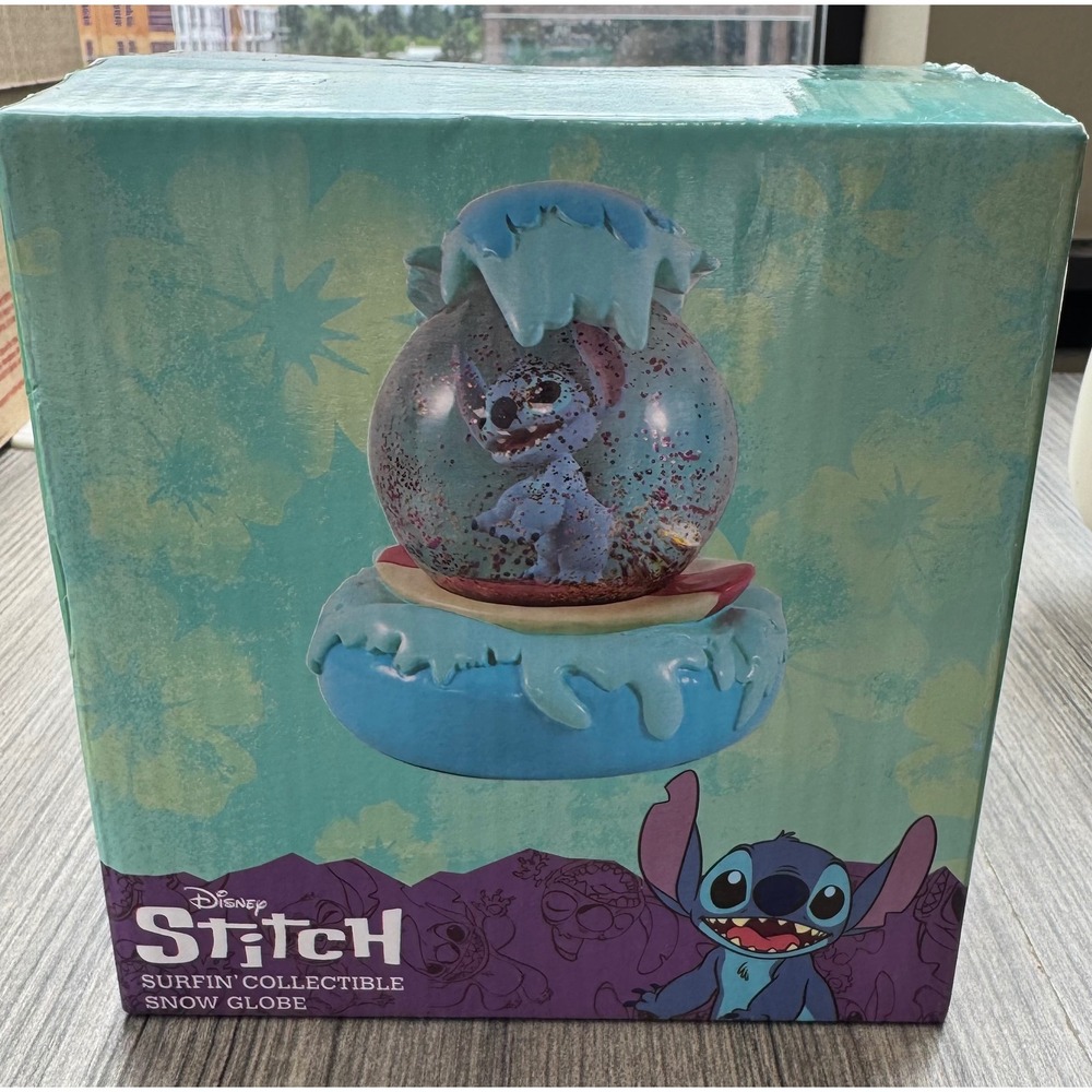 Disney Lilo & Stitch Surfin' Collectible Snow Globe Blue Surfboard New in Box